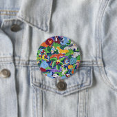 Safari Dieren, kleurrijk patroon, Ronde Button 7,6 Cm (In situ)