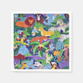 Safari Dieren, kleurrijk patroon, Servet (Voorkant)