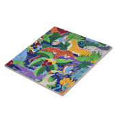 Safari dieren kleurrijk patroon tegeltje (Zijkant)