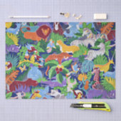 Safari Dieren, kleurrijk patroon, Tissuepapier (Craft)