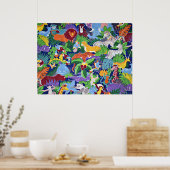 Safari dieren kleurrijk patroonpatroon poster (Keuken)