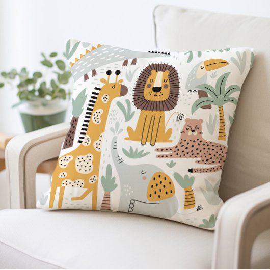 Safari Dieren Kussen, Schattige Oerwoud Dieren Kus Kussen