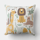 Safari Dieren Kussen, Schattige Oerwoud Dieren Kus Kussen (Voorkant)