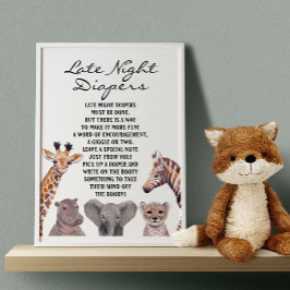 Safari Dieren Late Night Luiers Baby Shower  Poster