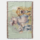 Safari Dieren Leeuw Hippo Olifant Deken (Voorkant Verticaal)