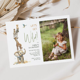 Safari Dieren "Let's Get Wild" Foto Verjaardag Kaart