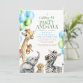 Safari Dieren Leuke Verjaardag & Doopsel Kaart (Staand voorkant)