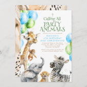 Safari Dieren Leuke Verjaardag & Doopsel Kaart (Voorkant / Achterkant)