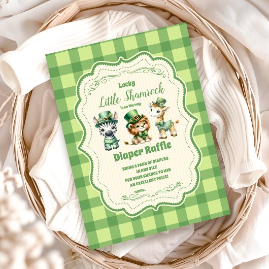 Safari dieren Lucky Little Shamrock Diapper Raffl Informatiekaartje