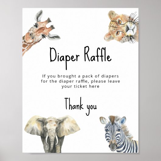 Safari dieren - Luierspel Poster (Voorkant)