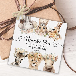 Safari Dieren Meisje 1e Verjaardag Feest Bedankjes Labels