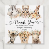 Safari Dieren Meisje 2e Verjaardag Feest Bedankjes Labels (Voorkant)