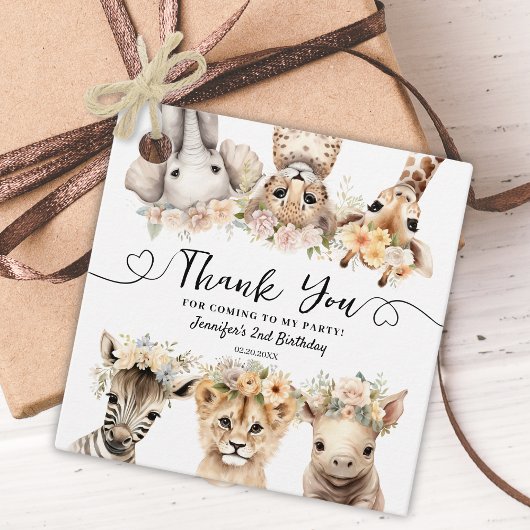 Safari Dieren Meisje 2e Verjaardag Feest Bedankjes Labels