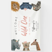 Safari Dieren Meisje Baby shower Welkom Banner (Verticaal)
