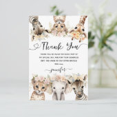 Safari Dieren Meisje Verjaardag Bedankt (Staand voorkant)