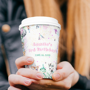 Safari Dieren Meisje Verjaardag Papieren Bekers