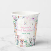 Safari Dieren Meisje Verjaardag Papieren Bekers (Voorkant)