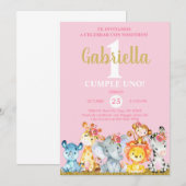 Safari dieren meisje wordt uitgenodigd voor de ver kaart (Voorkant / Achterkant)