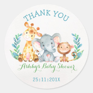Safari Dieren met Aap Baby shower Sticker