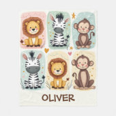 Safari Dieren met Fantasie Fleece Deken (Voorkant)