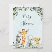Safari Dieren met het Baby shower van Lion Kaart (Achterkant)