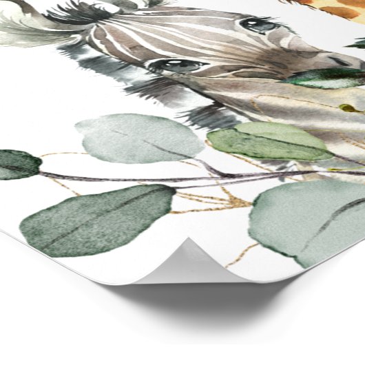 Safari Dieren met Lion Baby shower Welkomstteken Poster (Hoek)