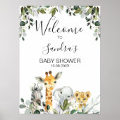 Safari Dieren met Lion Baby shower Welkomstteken Poster (Voorkant)