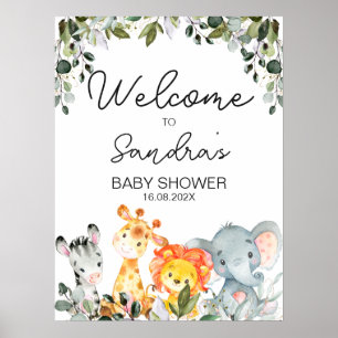 Safari Dieren met Lion Baby shower Welkomstteken Poster