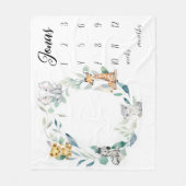 Safari Dieren Milestone Deken voor Jongens, Waterc (Voorkant)