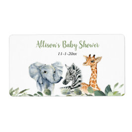 Safari dieren mini-waterfles of champagne etiket