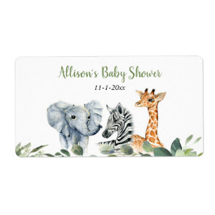 Safari dieren mini-waterfles of champagne etiket