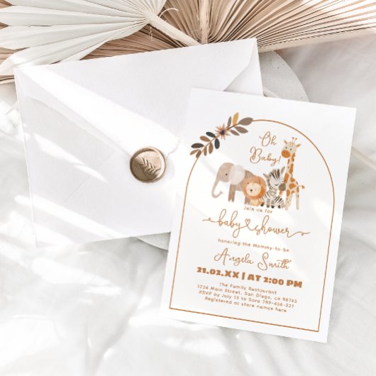 Safari Dieren Minimalistisch Eenvoudig Baby shower Kaart