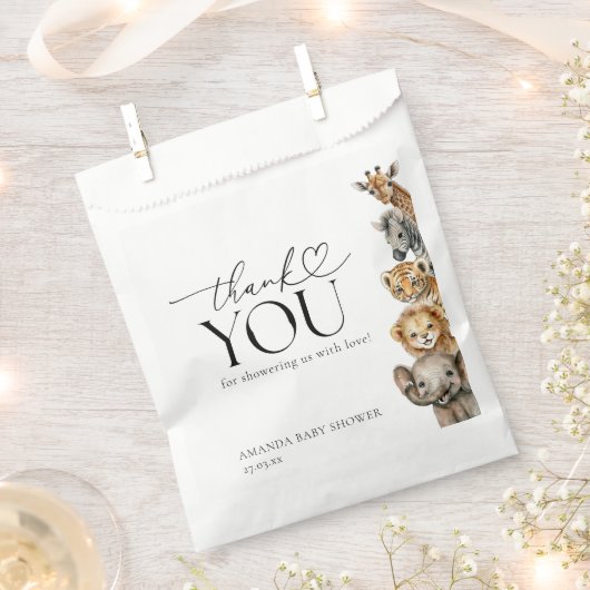 Safari Dieren Modern Baby shower Bedankzakje (Geknipt)