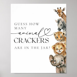 Safari Dieren Modern Baby shower Game Poster