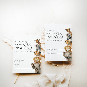 Safari Dieren Modern Baby shower Guesses Spel Informatiekaartje