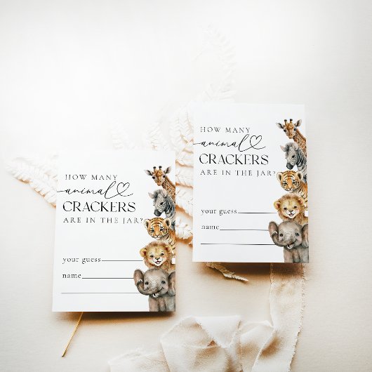 Safari Dieren Modern Baby shower Guesses Spel Informatiekaartje