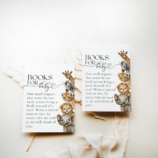 Safari Dieren Modern Baby shower Informatiekaartje
