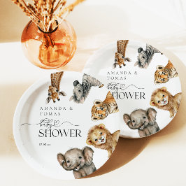 Safari Dieren Modern Baby shower Papieren Bordje