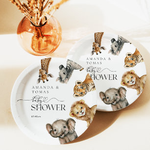 Safari Dieren Modern Baby shower Papieren Bordje