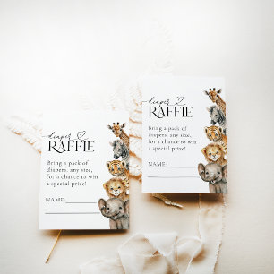 Safari Dieren Moderne Baby showers Luier Informatiekaartje