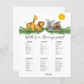 Safari Dieren Mummy's Tasje Baby Shower Spel (Voorkant / Achterkant)