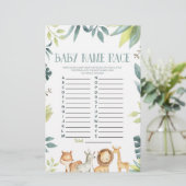 Safari Dieren Naam Race Baby shower Spelactiviteit Briefpapier (Staand voorkant)