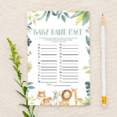 Safari Dieren Naam Race Baby shower Spelactiviteit Briefpapier
