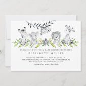 Safari Dieren Neutraal Baby shower Uitnodiging (Voorkant)