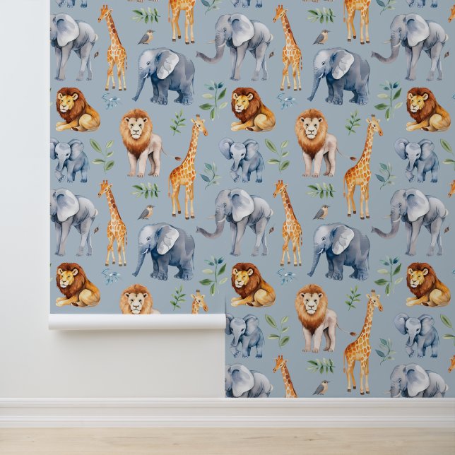Safari Dieren Nursery Kinderkamer Behang (Applicatie)