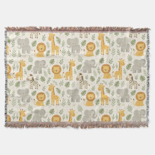 Safari dieren nursery print deken (Voorkant)