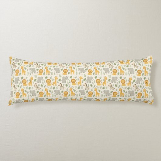 Safari dieren nursery print lichaamskussen (Voorkant)