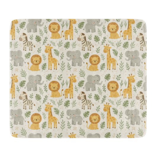 Safari dieren nursery print snijplank (Voorkant)