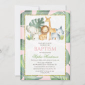 Safari Dieren Oerwoud Dieren Doop Uitnodiging (Voorkant)