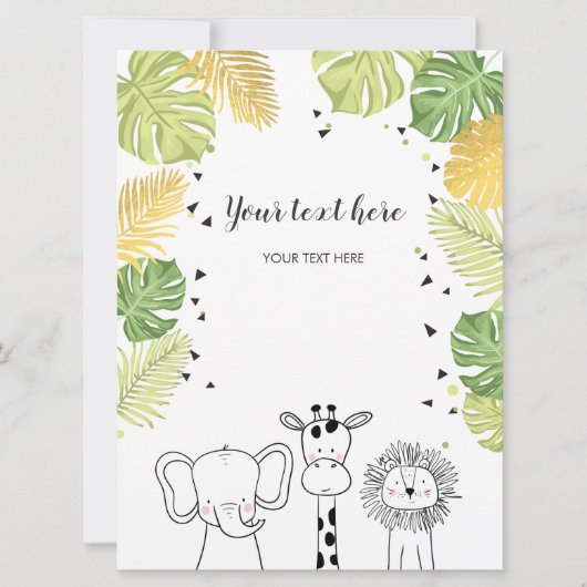 Safari Dieren Oerwoud dierentuin Plaats kaart Wild (Voorkant)